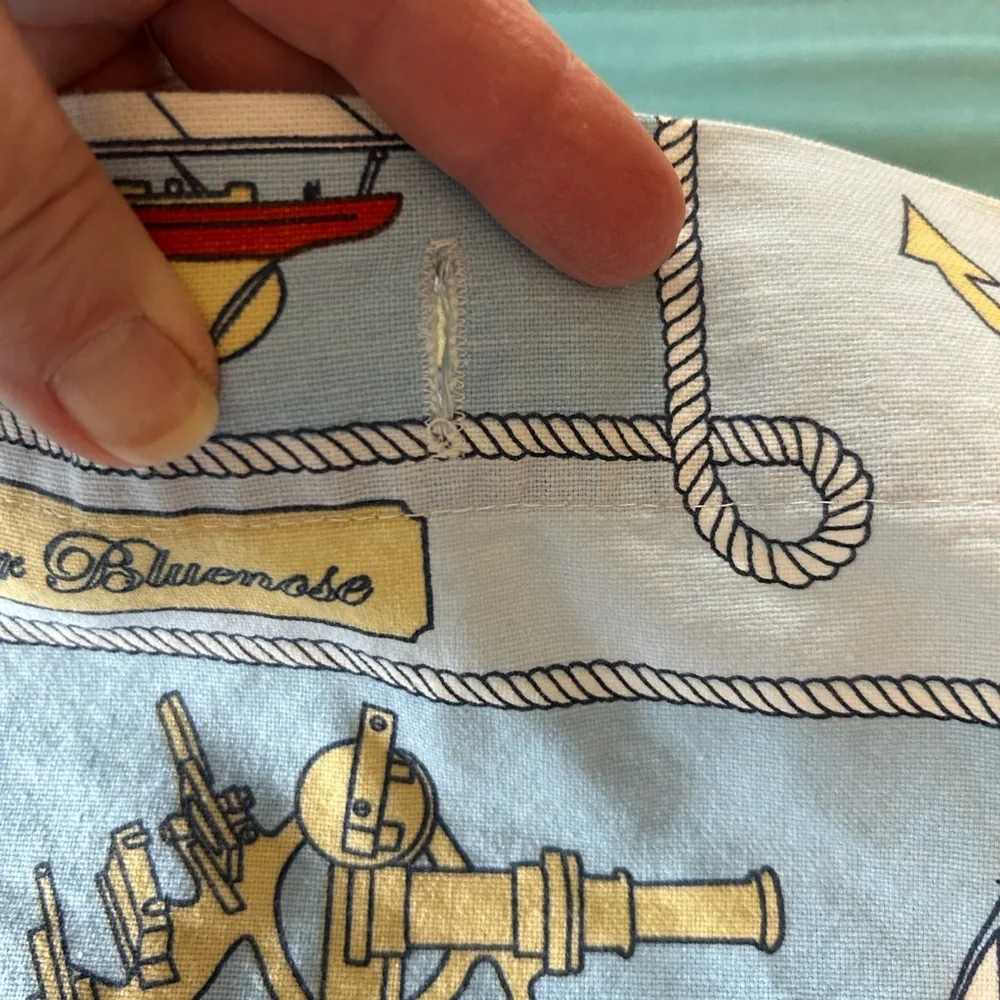 Ocean sea life shower curtain theme schooner sailboat anchor rope knots euc